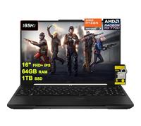 Asus TUF Gaming A16 Laptop 16" FHD+ 165Hz 7ms 100% sRGB AMD Octa-core Ryzen 7 7735HS 64GB RAM 1TB SSD Radeon RX 7700S 8GB (>RTX4060) Backlit USB-C USB4 Fast Charging Win 11 w/ICP Accessory