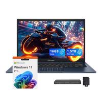 ASUS Vivobook 14" FHD Business Laptop, Intel Core 5 120U, 16GB DDR4 RAM, 1.5TB Storage (512GB SSD + 1TB Docking Station Set), Intel Graphics, Number Pad, 720p Webcam, Win 11 Pro, Quiet Blue