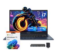 ASUS Vivobook 14" FHD Business Laptop, Intel i7-1355U, 40GB RAM, 2.28TB Storage(2TB SSD+288GB Docking Station Set), Intel UHD Graphics, Number Pad, Wi-Fi 5, Webcam, Win 11 Pro, Quiet Blue
