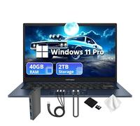 ASUS Vivobook 14" FHD Business Laptop Number Pad, Intel Core 5 120U, Intel Graphics, 40GB RAM, 2TB Storage (1TB PCIe SSD&1TB Docking Station Set), 720p Webcam, HDMI, Win 11 Pro, Quiet Blue