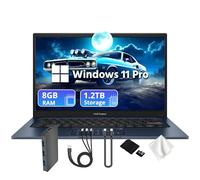 ASUS Vivobook 14" FHD Business Laptop with Number Pad, Intel Core 5 120U, Intel Graphics, 8GB RAM, 1.2TB Storage (256GB PCIe SSD&1TB Docking Station Set), 720p Webcam, HDMI, Win 11 Pro, Quiet Blue