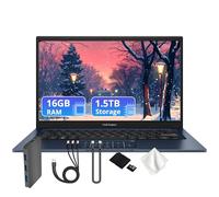 ASUS VivoBook 14 Laptop, 14-inch Full HD Display, Intel i3-1315U, 16GB RAM, 1.5TB Storage (512GB SSD & 1TB Docking Station), Intel UHD Graphics, 720p Webcam, Wi-Fi, Windows 11 - Quiet Blue