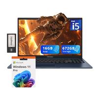 ASUS Vivobook 15.6 FHD Laptop, Intel i5-1235U, 16GB DDR4 RAM, 672GB Storage (512GB SSD+160GB Docking Station Set), Intel Iris Xe Graphics, Number Pad, WiFi 5, Win 11 Pro, Quiet Blue