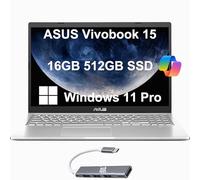 ASUS Vivobook 15 Laptop (15.6" FHD Anti-Glare, 16GB RAM, 512GB PCIe SSD, AMD Ryzen 3 3250U) for Students, Business, Education, Numeric Keypad, IST Hub, Type-C, Win 11 Pro w/AI Copilot,