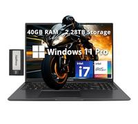 ASUS Vivobook 16" WUXGA Business Laptop, Intel i7-1355U, 40GB RAM, 2.28TB Storage (2TB SSD+288GB Docking Station Set), Intel Iris Xe Graphics, Num Pad, 720p Webcam, WiFi 5, Win 11 Pro, Black