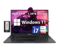 ASUS Vivobook 16" WUXGA Laptop, Intel i7-1355U, 40GB RAM, 1.28TB Storage(1TB SSD+288GB Docking Station Set), Iris Xe Graphics, Numeric Keypad, 720p HD Webcam, Win 11 Home, Black