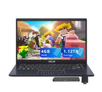 ASUS Vivobook Go 14" FHD Business Laptop, Intel Celeron N4500, 4GB RAM, 1.12TB Storage (128GB eMMC + 1TB Docking Station Set), Intel UHD Graphics, Number Pad, HD Webcam, Wi-Fi, Windows 11, Star Black