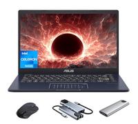 ASUS Vivobook Go 14 Linux Ubuntu Laptop, Intel Celeron N4500 4GB RAM 640GB Storage (128GB eMMc + 512GB External SSD), with Mytrix 6-in-1 Hub, Mouse for Student & Business Notebook, Star Black
