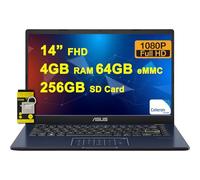 ASUS Vivobook Go 14 Student Laptop 14” FHD Anti-Glare Intel Celeron N4500 4GB RAM 64GB eMMC + 256GB SD Card Type-C Long-Lasting Battery Win11 ICP Accessory