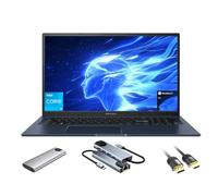 ASUS Vivobook Laptop, 17.3" FHD Anti-Glare Display, 16GB RAM, 2TB + 128GB Portable SSD, Core i3-1215U(up to 4.4GHz), WiFi 6E, Webcam, Keypad, 3-in-1 External Storage Bundle, Win 11 Pro, Quiet Blue