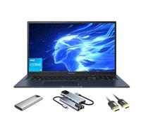 ASUS Vivobook Laptop,17.3" FHD Anti-Glare Display, 16GB RAM, 512GB SSD + 128GB Portable SSD, Core i3-1215U(up to 4.4GHz), WiFi 6E, Webcam, Keypad, 3-in-1 External Storage Bundle, Win 11, Quiet Blue