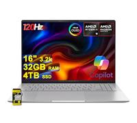 ASUS Vivobook S16 AI Laptop 16" 3.2k OLED 120Hz (600nits 100% DCI-P3) AMD 10-core Ryzen AI 9 365 (Up to 50 Tops) 32GB RAM 4TB SSD for Creator Designer Business Professional Win11 ICP Hub/Copilot+ AI