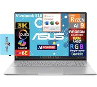 ASUS Vivobook S16 AI Powered Laptop 16.0" OLED 3.2K Display (AMD Ryzen AI 9 365, 32GB LPDDR5X, 1TB SSD, AMD Radeon 880M, RGB KB, WiFi 6E, Win 11 Home) w/Microsoft 365 Personal, DKZ USB Port Expander