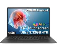 ASUS Zenbook 14 AI PC Touchscreen Laptop, Intel Ultra 9 285H, 32GB DDR5, 4TB SSD, 14" FHD+ OLED, 16-Core (> i9-13900H), Backlit, 2x Thunderbolt 4, Wi-Fi 7, IR Webcam, 18-Hr Battery, Win 11 Pro, UX3405
