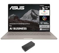 ASUS Zenbook A14 AI Business Laptop 14.0" WUXGA (Qualcomm Snapdragon X Plus X1P-42-100, 16GB LPDDR5X, 512GB SSD, Qualcomm Adreno, Win 11 Home) w/USB-C Dock