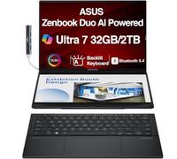 ASUS Zenbook Duo 14" 2-in-1 2.8K OLED Touchscreen Laptop (Intel Ultra 7-255H, 32GB LPDDR5X, 2TB PCIe SSD, Backlit KB, 2 Thunderbolt 4, WiFi 7, Win 11 Pro) with Expander