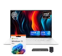 ASUS Zenbook S 16 16" 3K Touchscreen Laptop, AMD Ryzen AI 9 365, 24GB RAM, 2TB Storage (1TB SSD+1TB Docking Station Set), AMD Radeon 880M, Backlit Keyboard, FHD Camera, Wi-Fi 7, Win 11 Pro, White