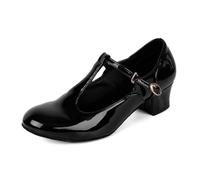 Asusyu Black Character Shoes T Bar Low Heel Character Dance Shoes for Women-4 UK