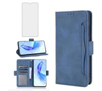 Asuwish Compatible With Honor 90 Lite Wallet Case Tempered Glass Screen Protector Card Holder StLeather Flip Cell Accessories Phone Cover for Hawaii honor90Lite 90Lite Women Men Blue
