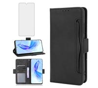 Asuwish Compatible With Honor 90 Lite Wallet Case Tempered Glass Screen Protector Card Holder StLeather Flip Cell Accessories Phone Cover for Hawaii honor90Lite 90Lite Women Men Black