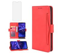 Asuwish Compatible with Huawei Mate 20 Lite Wallet Case and Tempered Glass Screen Protector Card Holder Credit ID Slot Flip Phone Cover for Hawaii Mate20Lite Mate20 20Lite SNE-LX3 Women Men Red