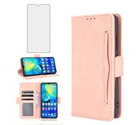 Asuwish Compatible with Huawei Mate 20 X 5G Wallet Case and Tempered Glass Screen Protector Leather Flip Cover Card Holder Phone Cover for Hawaii Mate20X 4G Mate20 20X G5 7.2 inch Women Men Rose Gold