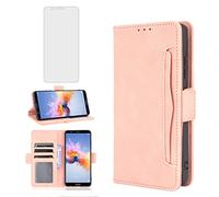 Asuwish Compatible with Huawei Mate SE/Honor 7X Wallet Case and Tempered Glass Screen Protector Card Holder Credit ID Slot Phone Cover for Hawaii Honor7X BND-L24 BND-L34 BNDL34 Women Men Rose Gold