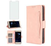 Asuwish Compatible with Huawei P10 Lite Wallet Case Tempered Glass Screen Protector and Leather Flip Cover Card Holder Stand Phone Cases for Hawaii P10Lite 10P P 10 10Lite 2017 Women Men Rose Gold