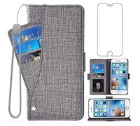 Asuwish Compatible with iPhone 7/8/SE 2020 Wallet Case Tempered Glass Screen Protector Flip Cover Card Phone Cases for iPhone7 iPhone8 i Phone7case Phone8case Phones8 7s 8s iPhoneSE SE2020 SE2 2 Black