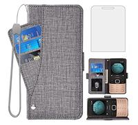 Asuwish Compatible with Nokia 225 4G 2020 Wallet Case Tempered Glass Screen Protector and Leather Flip Cover Card Holder Stand Cell Accessories TPU Phone Cases for Nokia225 G4 TA-1282 Women Men Gray