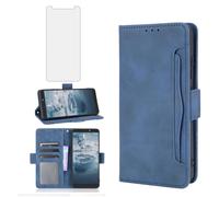 Asuwish Compatible with Nokia C2 2nd Edition Wallet Case and Tempered Glass Screen Protector Card Holder Stand Leather Flip Cell Accessories Phone Cover for C2 C 2 nd Edition Women Men Blue
