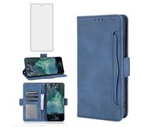 Asuwish Compatible with Nokia G21 Wallet Case and Tempered Glass Screen Protector Card Holder Stand Leather Flip Cell Accessories Phone Cover for NokiaG21 G 21 Women Men Blue