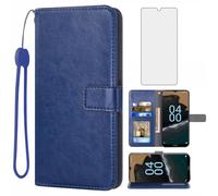 Asuwish Compatible with Nokia G60 5G Wallet Case Tempered Glass Screen Protector and Leather Flip Cover Card Holder Stand Cell Accessories Phone Cases for NokiaG60 Women Men Blue