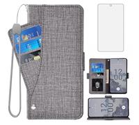Asuwish Compatible with Nokia X30 5G Wallet Case and Tempered Glass Screen Protector Leather Flip Cover Card Holder Stand Cell Accessories Shockproof Soft Phone Cases for NokiaX30 30X G5 Women Gray