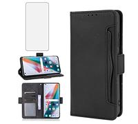 Asuwish Compatible with OPPO Find X3/X3 Pro 5G Wallet Case and Tempered Glass Screen Protector Card Holder Credit ID Slot Stand Cell Accessories Phone Cover for FindX3 3X X3Pro CPH2173 Women Men Black
