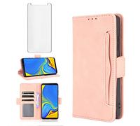 Asuwish Compatible with Samsung Galaxy A9 2018 Wallet Case and Tempered Glass Screen Protector Card Holder Stand Leather Cell Phone Cover for Glaxay 9A Star Pro A9S A920 A920F Women Men Rose Gold