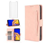 Asuwish Compatible with Samsung Galaxy J4 Plus Wallet Case and Tempered Glass Screen Protector Card Holder Credit ID Slot Phone Cover for Glaxay J4 Prime Gaxaly J4 Core J4+ 2018 Women Men Rose Gold