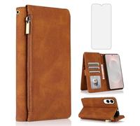 Asuwish Compatible with Samsung Galaxy S25 Edge 5G Wallet Case Screen Protector Zipper Retro Leather Flip Cover Card Holder Stand Cell Accessories for SM-S937U S25Edge 25S S 25 25Edge 2025 Brown