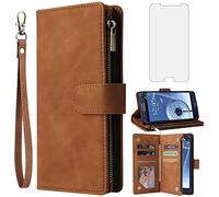 Asuwish Compatible with Samsung Galaxy S3 Wallet Case Tempered Glass Screen Protector and Leather Flip Cover Card Holder Stand Cell Phone Cases for Gaxaly SIII Neo Galaxies S III 3 3S GS3 I9300 Brown