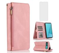 Asuwish Compatible with Sony Xperia 10 VII 2025 Wallet Case Screen Protector and Zipper Retro Leather Flip Cover Card Holder Stand Cell Accessories for 10VII 5G XQ-FE54 XQZ-CBFE Women Men Rose Gold