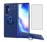 Asuwish Compatible with Xiaomi 12T/12T Pro 5G Phone Case and Tempered Glass Screen Protector With Ring 360 Stand Magnetic Kickstand Cell Accessories for Mi T12 12TPro Women Men Blue