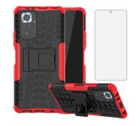 Asuwish Compatible with Xiaomi Redmi Note 10 Pro Phone Case and Tempered Glass Screen Protector with Stand Kickstand Hybrid Protective Cell Accessories Redme Note10 10Pro Max Women Men Girly Red