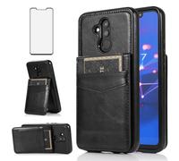 Asuwish Mobile Phone Case for Huawei Mate 20 Lite Case with Glass Film Screen Protector Card Slot Foldable Leather Wallet Stand Hawaii Mate20 20Lite SNE-LX1 Mobile Phone Cases Protective Wallet Phone
