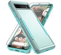Asuwish Phone Case for Google Pixel 6A 5G 2022 with Tempered Glass Screen Protector Cover and Slim Thin Hybrid Full Body Protective Mobile Dual Layer Back Cell Accessories Pixel6A Women Men Green