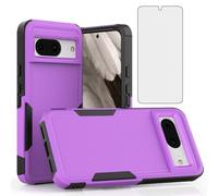 Asuwish Phone Case for Google Pixel 8 5G with Tempered Glass Screen Protector Cover and Hybrid Cell Accessories Slim Silicone Rubber Soft TPU Protective Mobile Pixel8 Eight Women Men Purple