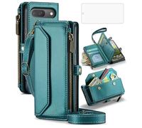 Asuwish Phone Case for Google Pixel 9/9 Pro/10/10 Pro 5G Zipper Wallet Cover with Tempered Glass Screen Protector and Flip RFID Blocking Card Holder Cell Pixel9 9Pro/Pixel10 10Pro Nine Ten Women Green