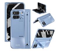 Asuwish Phone Case for Google Pixel 9 Pro Fold 5G 2024 with S Pen Holder and Built-in Screen Protector Cover Stand Kickstand Hinge Protection Rugged Cell PixelFold 2 9Pro Fold2 G5 Women Men Blue