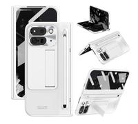 Asuwish Phone Case for Google Pixel 9 Pro Fold 5G 2024 with S Pen Holder and Built-in Screen Protector Cover Stand Kickstand Hinge Protection Rugged Cell PixelFold 2 9Pro Fold2 G5 Women Men White