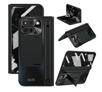 Asuwish Phone Case for Google Pixel 9 Pro Fold 5G 2024 with S Pen Holder and Built-in Screen Protector Cover Stand Kickstand Hinge Protection Rugged Cell PixelFold 2 9Pro Fold2 G5 Women Men Black
