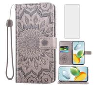 Asuwish Phone Case for Honor 200 Smart/Honor X7C / Honor Play 60 Plus/Play 9T 5G Wallet with Screen Protector and Sunflower Leather Slim Flip Cover Card Holder Stand Cell 200Smart Play9T Gray